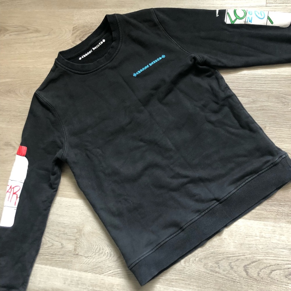 Chrome Hearts Black Crewneck with Graphic Accents